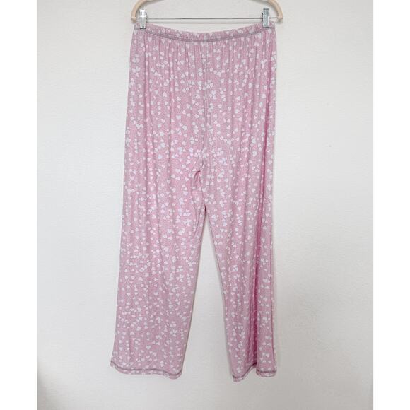 Splendid Womens Pajama Set Size XL Pink Heart Print Top Pants Lounge Softcore - Picture 8 of 8